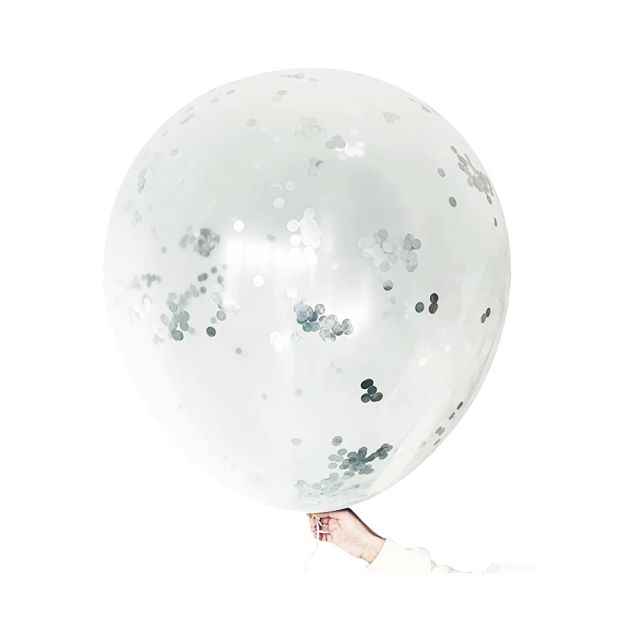 Silver confetti balloon